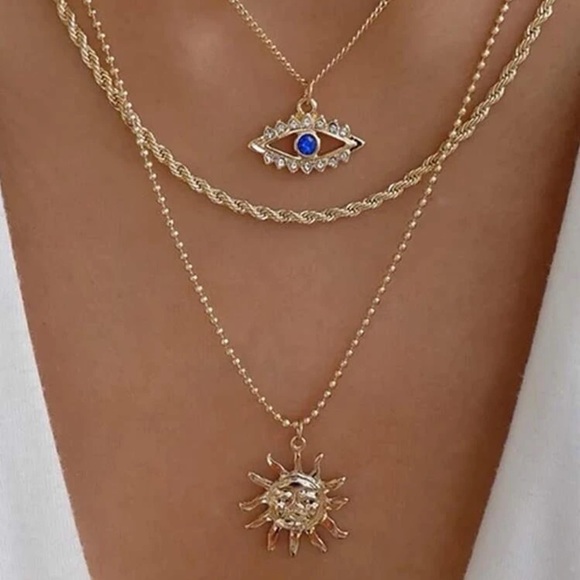 Anthropologie Jewelry - 2/$10 NEW! Sun Charm Multilayer Necklace Boho Hamsa Spiritual